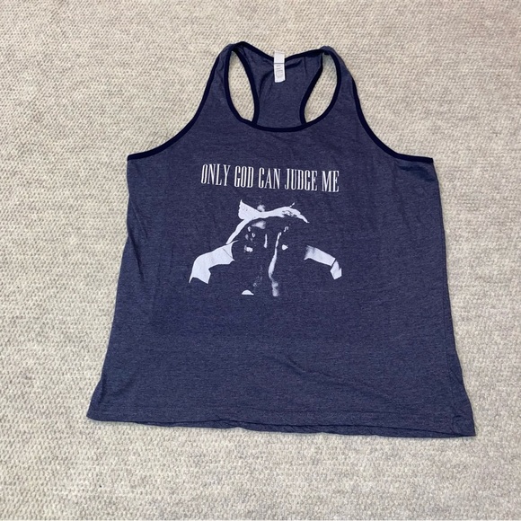 A.M.S. “Only God Can Judge Me” 2Pac Tupac Tank Top Navy Blue Men Size 2XL XXL - Picture 1 of 8